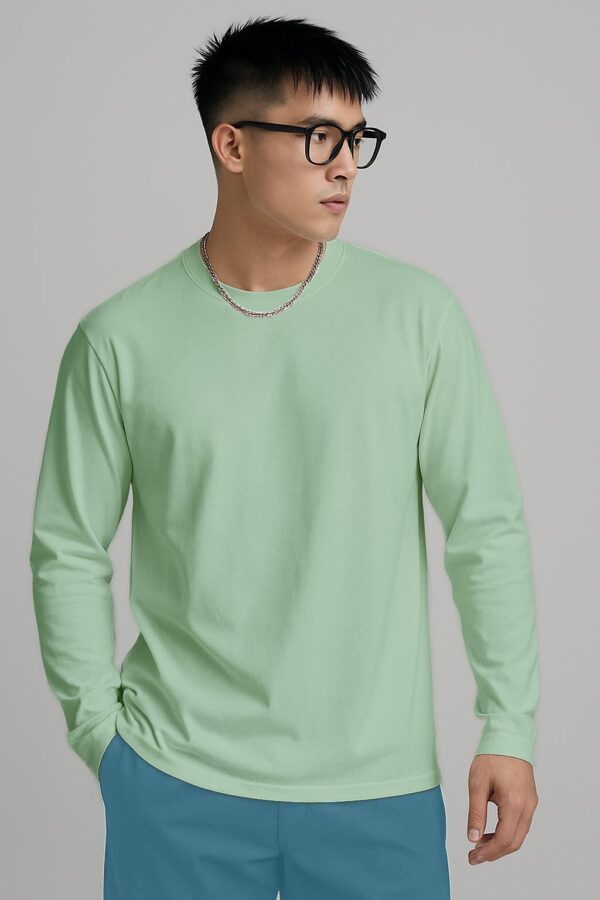 02 - Front 2 - Pista Green Round Neck Full Sleeve (OE Single Jersey) – Pista Green