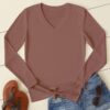 V Neck Full Sleeve(100% Cotton Single Jersey) – Brown