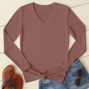 V Neck Full Sleeve(100% Cotton Single Jersey) – Brown