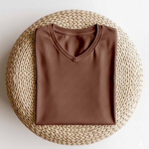 V Neck(OE Single Jersey)  – Brown