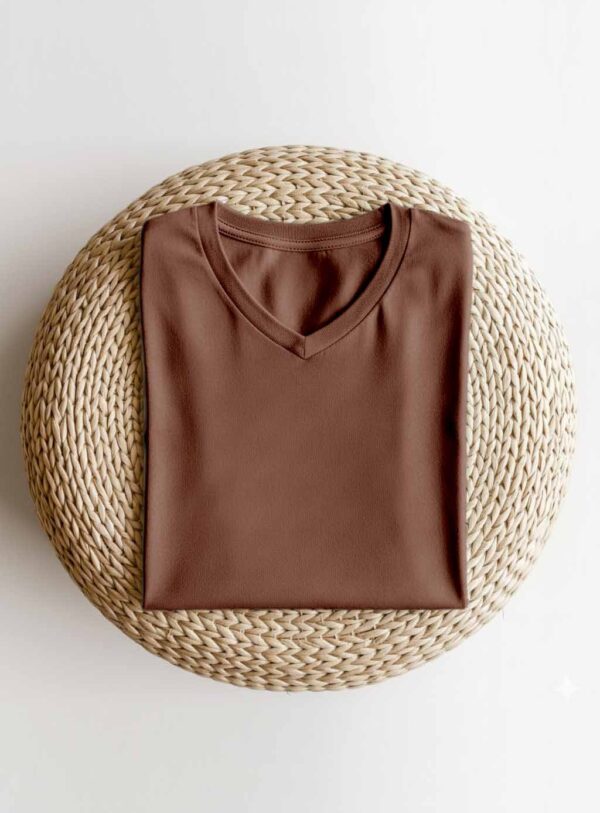 V Neck(OE Single Jersey)  – Brown