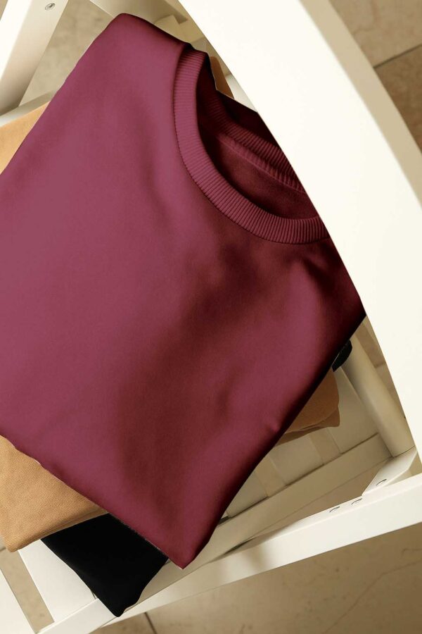 Drop Shoulder(Cotton French Terry) - Maroon