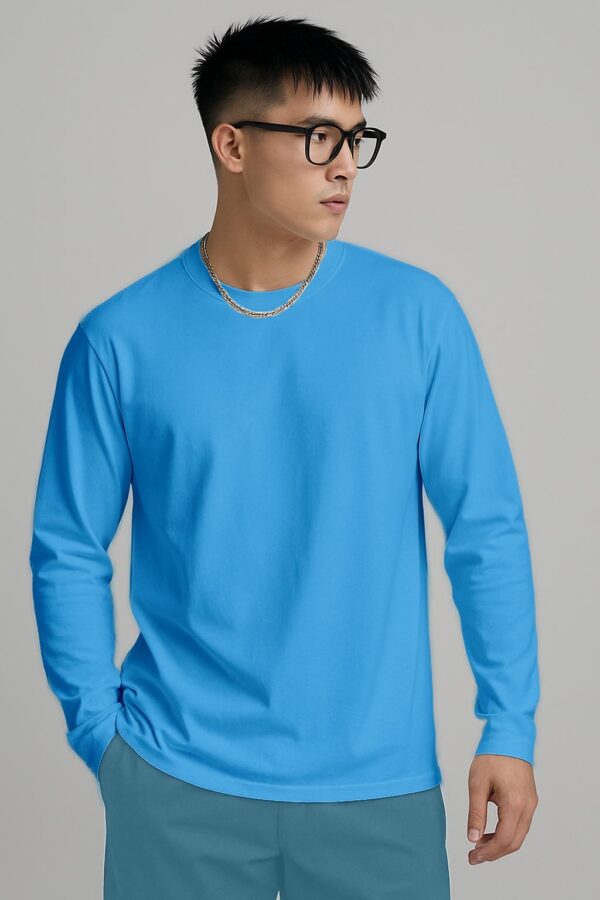 Round Neck Full Sleeve (OE Single Jersey) - Sky Blue
