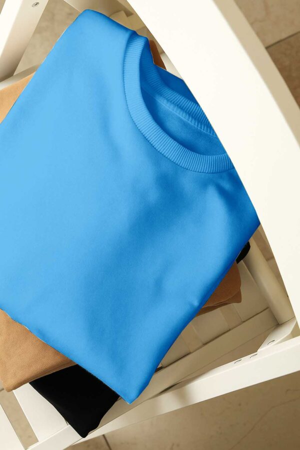 Drop Shoulder(Cotton French Terry) - Sky Blue