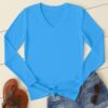 V Neck Full Sleeve(100% Cotton Single Jersey) – Sky Blue