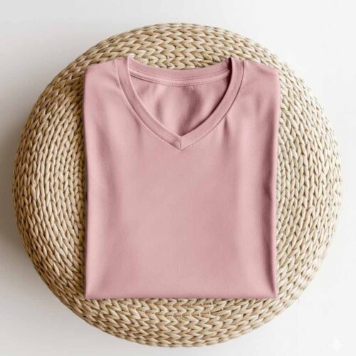 V Neck(OE Single Jersey)- Baby Pink