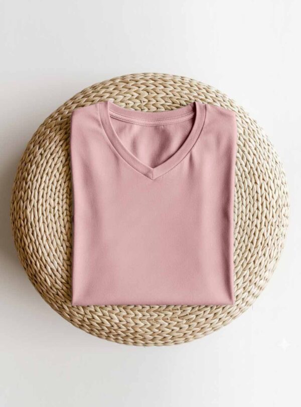 V Neck(OE Single Jersey)- Baby Pink