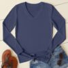 V Neck Full Sleeve(100% Cotton Single Jersey) – Navy