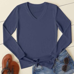 V Neck Full Sleeve(100% Cotton Single Jersey) – Navy