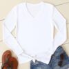 V Neck Full Sleeve(100% Cotton Single Jersey) - White
