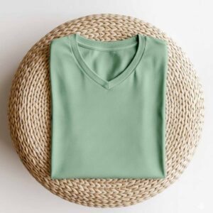 V Neck(OE Single Jersey)- Pista Green