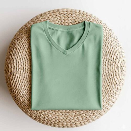 V Neck(OE Single Jersey)- Pista Green