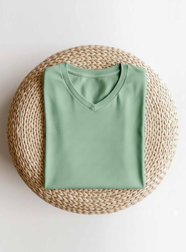 V Neck(OE Single Jersey)- Pista Green